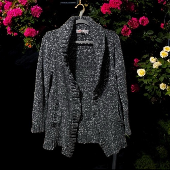 Eddie Bauer S Black Heather Knit Cardi Sweater - Picture 10 of 11